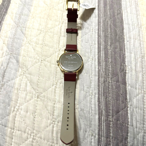 Kate Spade Women's Metro Watch Cream Dial Merlot Leather Strap KSW1188 Box - Picture 12 of 13